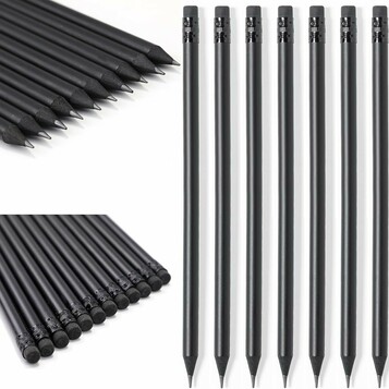 Sxutop ołówki HB z gumką 19 cm – zestaw 100 sztuk, czarne drewno