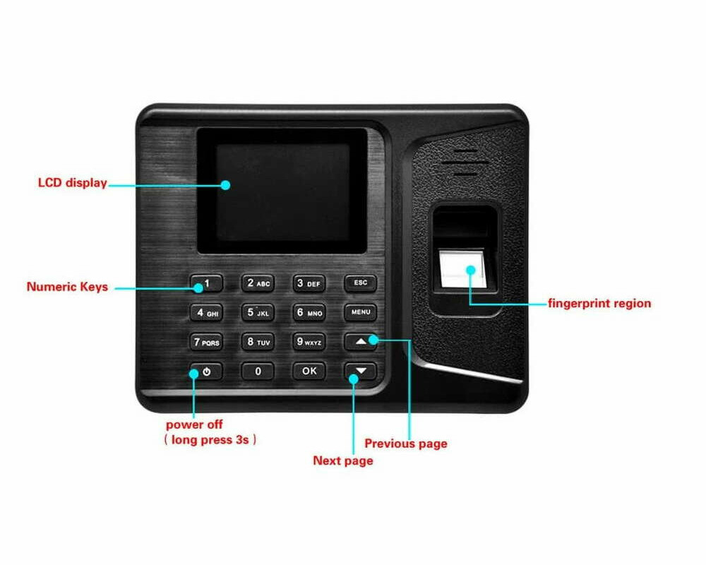 Realand – rejestrator czasu pracy, 2.8 cali TFT LCD