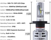 Novsight H7 5000LM 30W 6500K – żarówka LED, stan: używany – zdjęcie 4