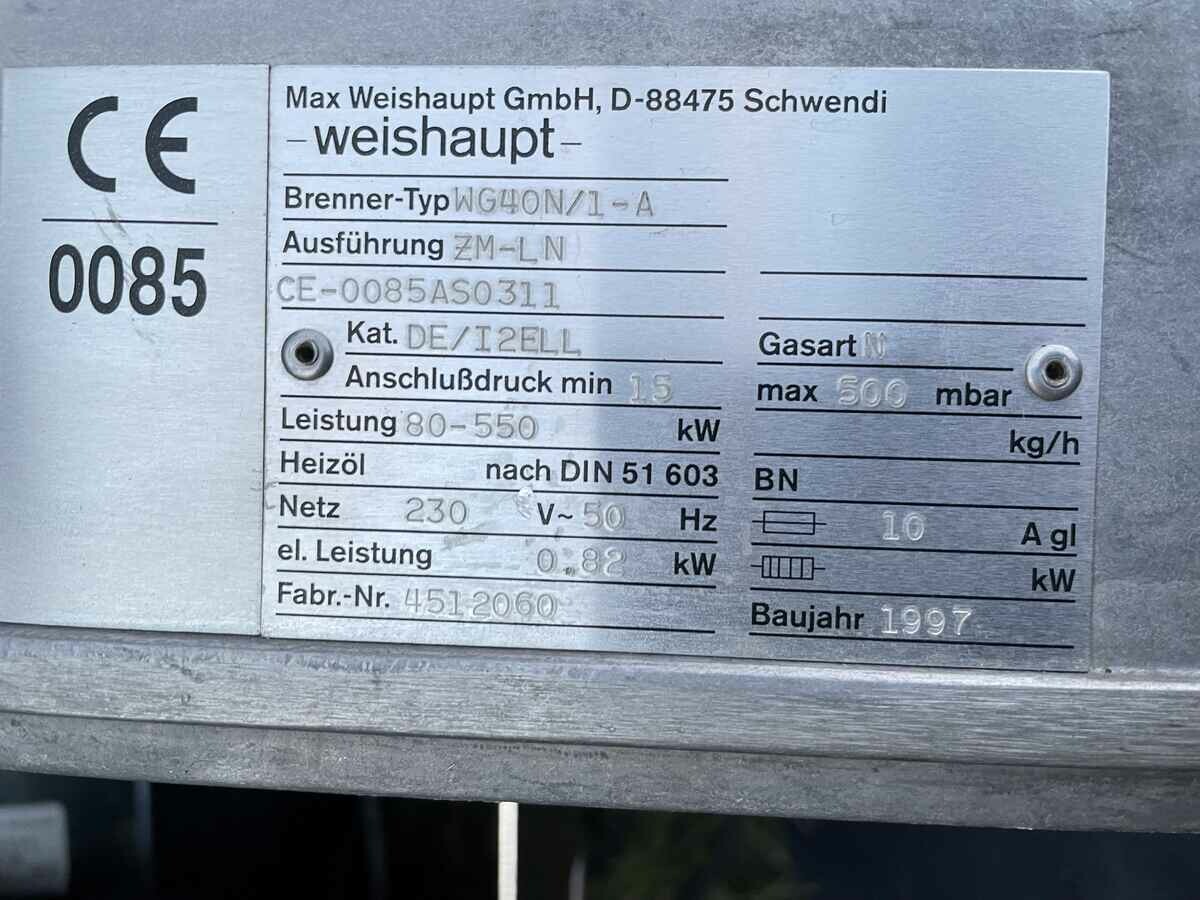 Weishaupt WG40N/1-A 550kW – palnik gazowy – ogłoszenie