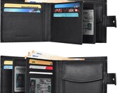 Skórzany cienki portfel na kartę kredytową RFID (stan nowy) – zdjęcie 2