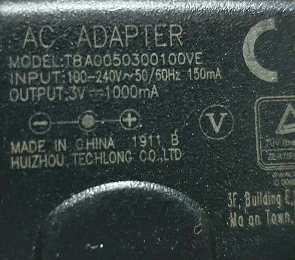 Ładowarka sieciowa TBA0050300100VE 3V 1000mA (używany)