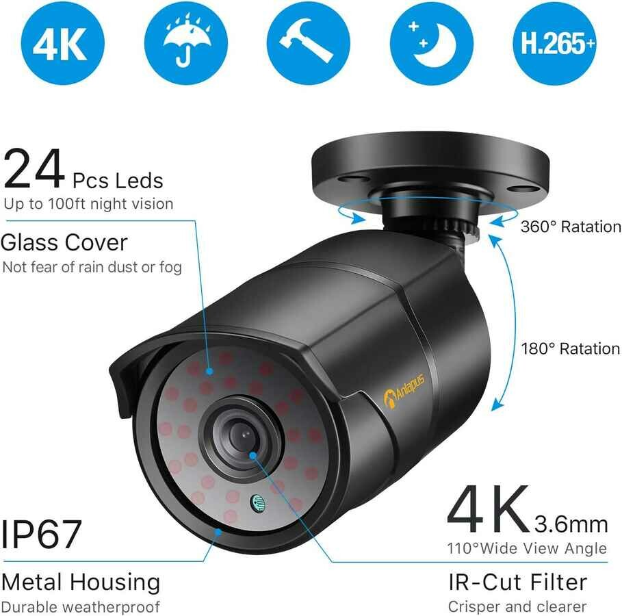 Anlapus 4K H.265+ 8MP – kamera zewnętrzna, stan: używany