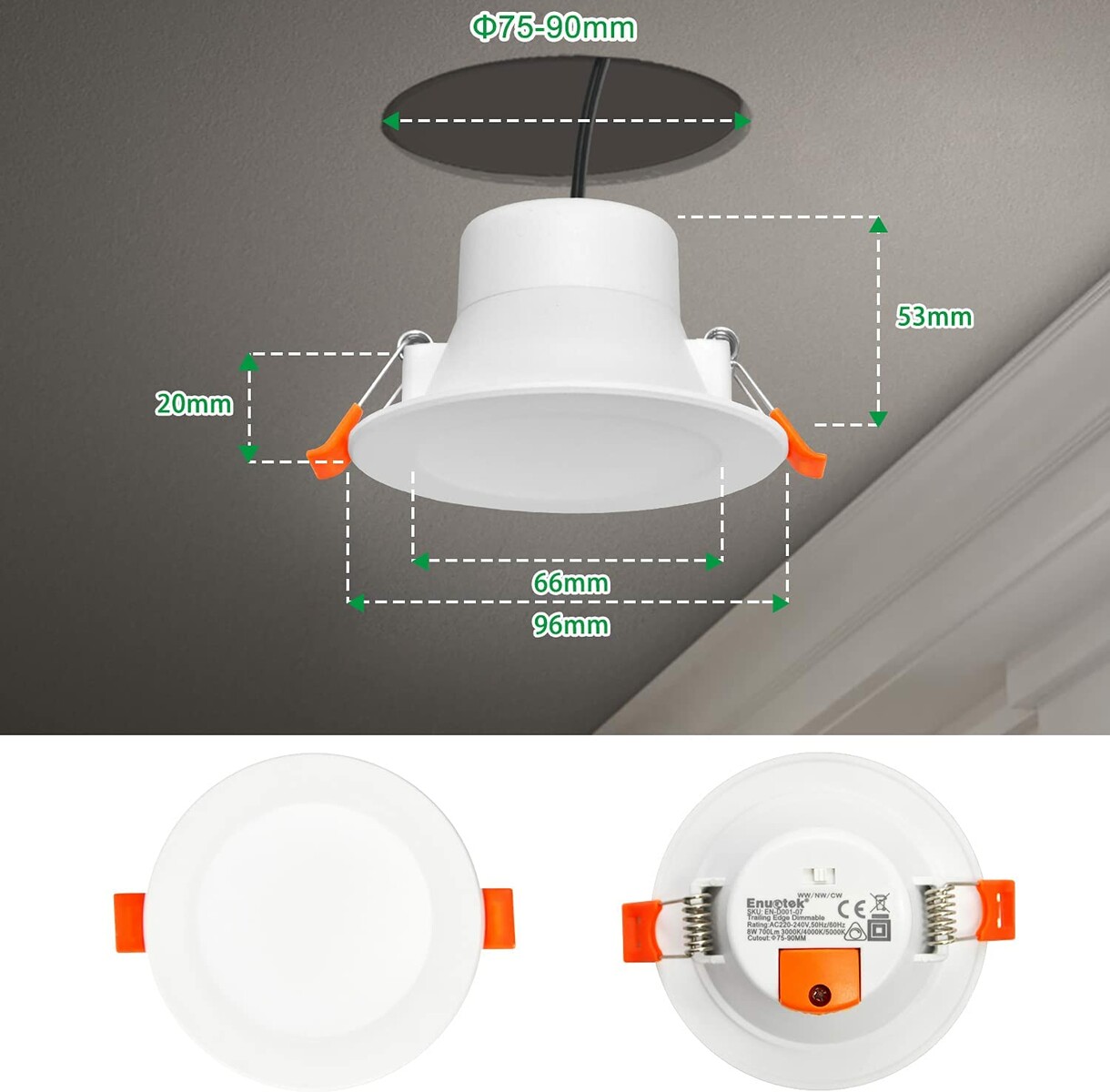 Lampa sufitowa wpuszczana LED reflektor 8W ENUOTEK (używany)