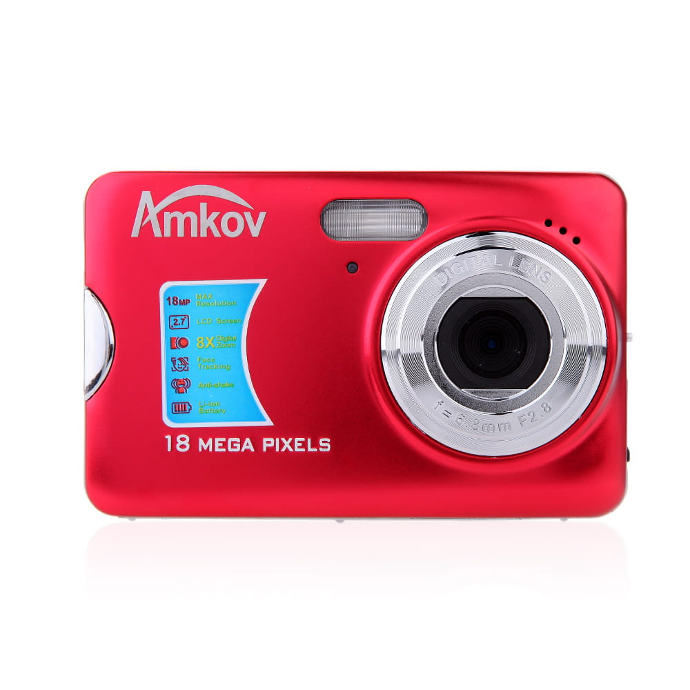 Aparat cyfrowy 18MPx LCD 2.7 cali 720P 8xZoom AMKOV AMK-CDFE czerwony