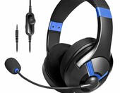 AmazonBasics – przewodowe słuchawki gamingowe niebieskie – zdjęcie 1