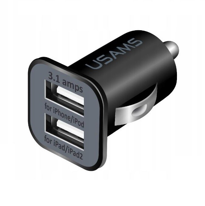 Ładowarka samochodowa 2-porty USB 5V 3.1A USAMS (używany)