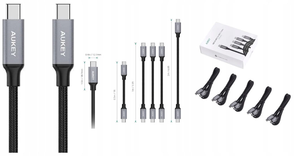 Zestaw 5 przewodów USB 3.0 USB-C Aukey CB-CMD9