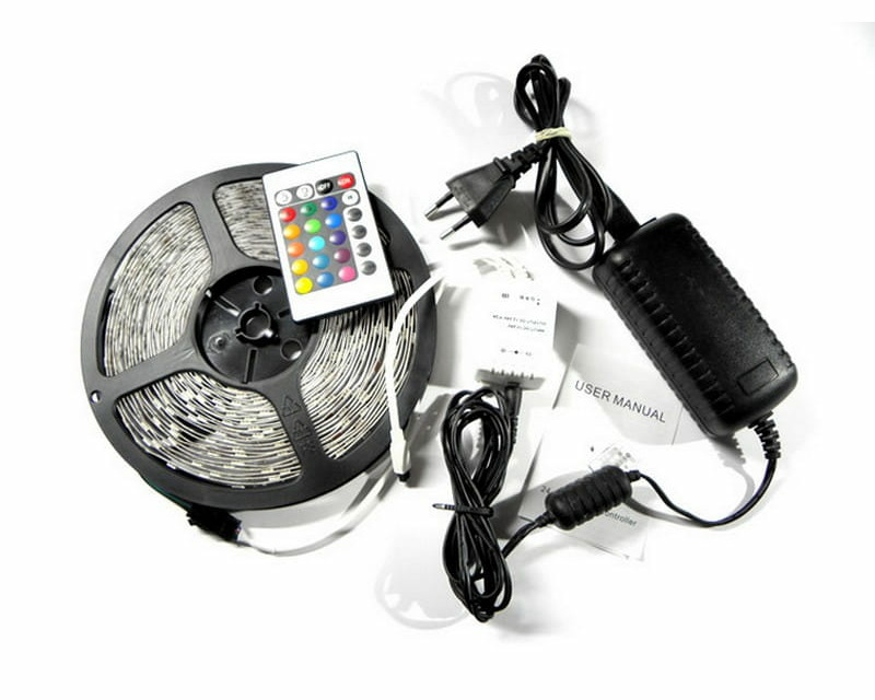WODOODPORNA TAŚMA 300 LED ZESTAW SMD RGB 5M PILOT