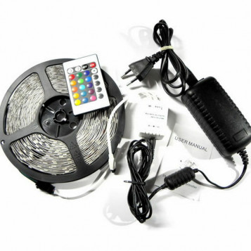 WODOODPORNA TAŚMA 300 LED ZESTAW SMD RGB 5M PILOT