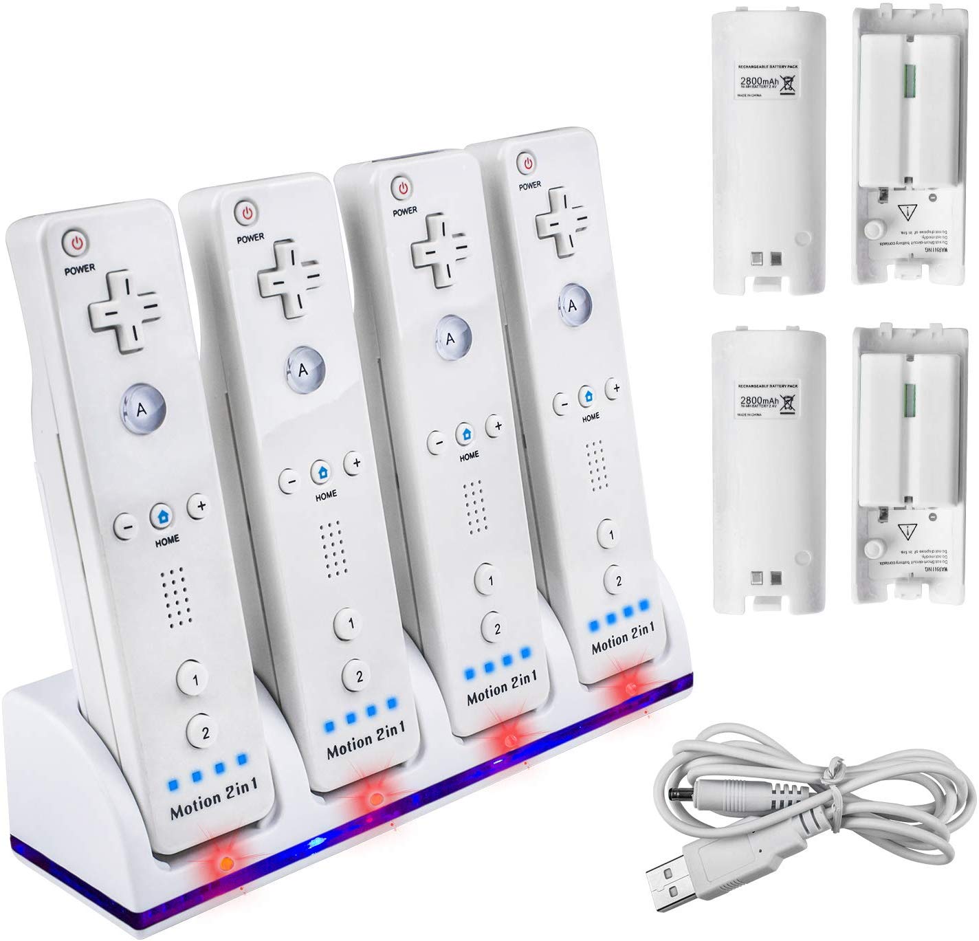 Stacja ładująca kontrolery Nintendo Wii + 4 baterie