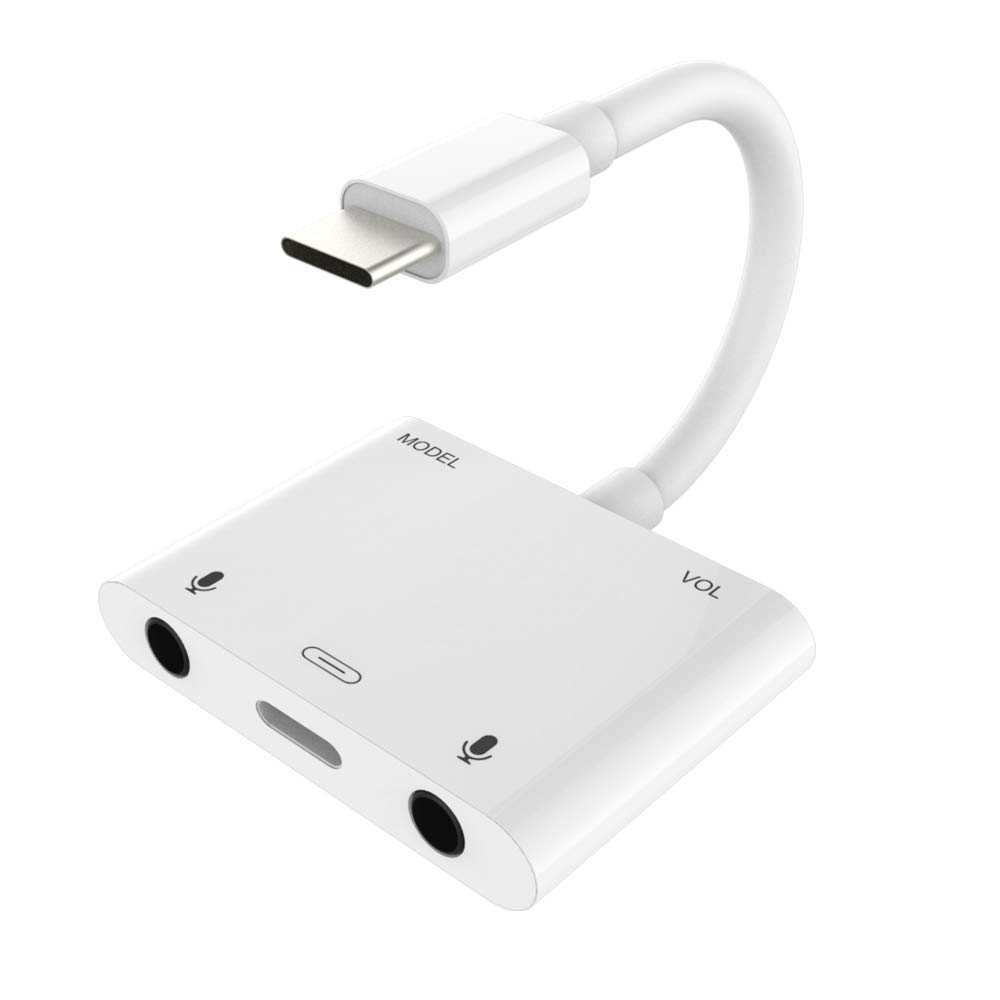 Adapter USB C do podwójnego mikrofonu AUX 3.5 mm