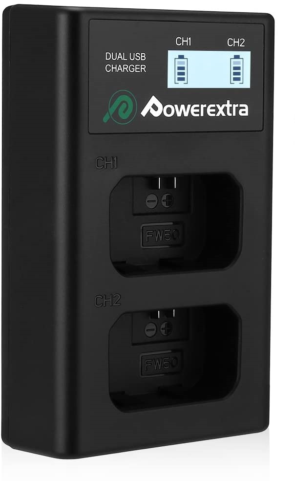 Dwukanałowa ładowarka baterii PowerExtra DS-FW50 do Sony NP-FW50