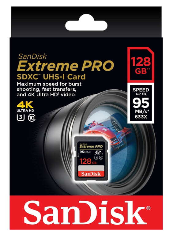 Sandisk extreme pro SDXC 128GB V30 U3 4K 95MB/s