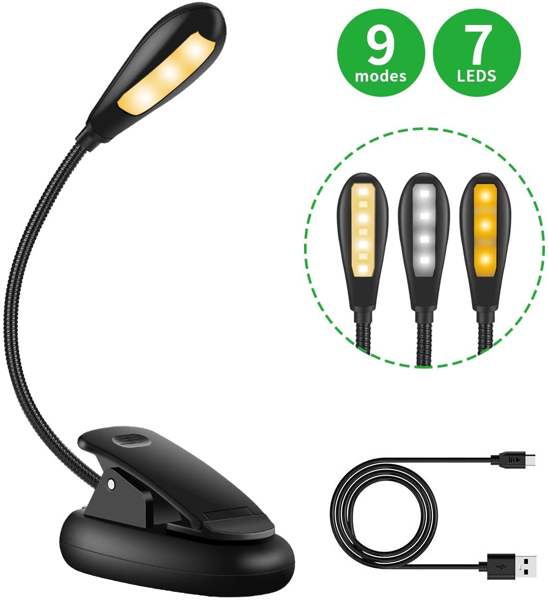 Przenośna lampka LED do czytania z klipsem Minger H6073
