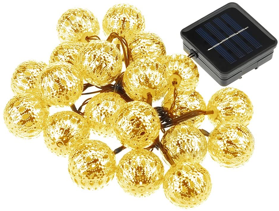 Wodoodporne lampki Girlanda kule 20 LED panel solarny