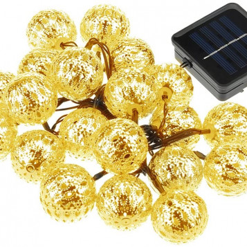 Wodoodporne lampki Girlanda kule 20 LED panel solarny