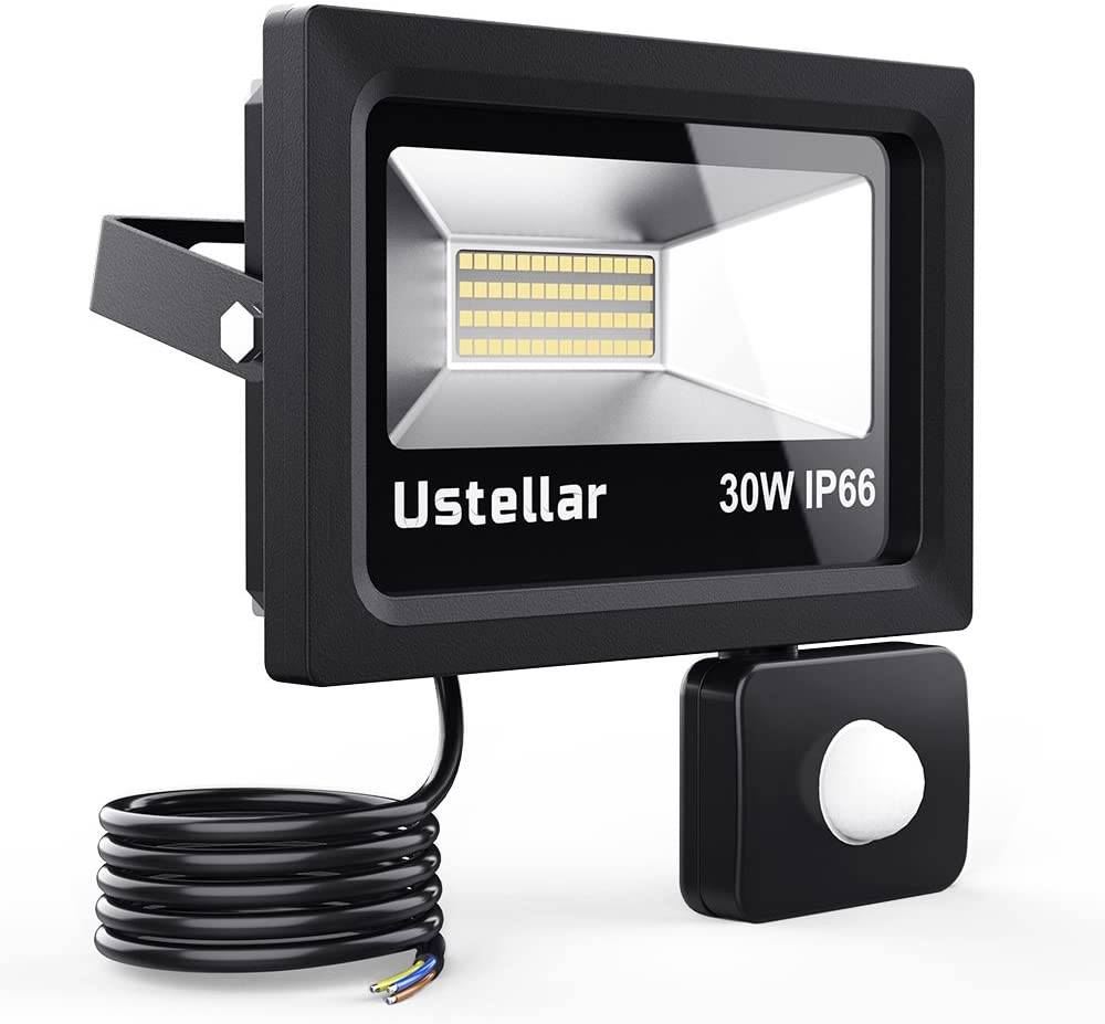 Halogen LED z detektorem czujnikiem ruchu Ustellar 30W PIR IP66 5000K