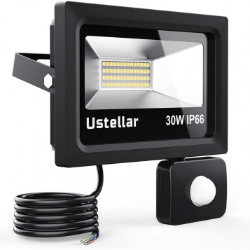Halogen LED z detektorem czujnikiem ruchu Ustellar 30W PIR IP66 5000K