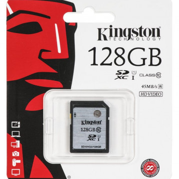 Karta SD SDXC klasa 10 UHS-I 128GB 45MB/s Kingston (używany)