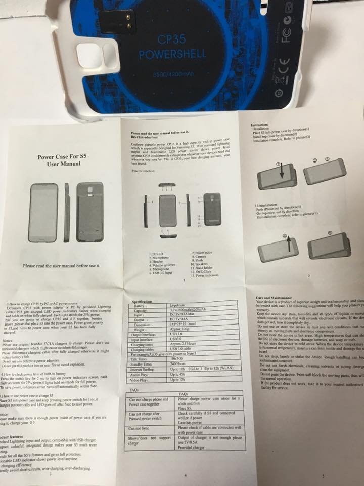 Etui bateria case power bank Samsung S5 4200 mAh