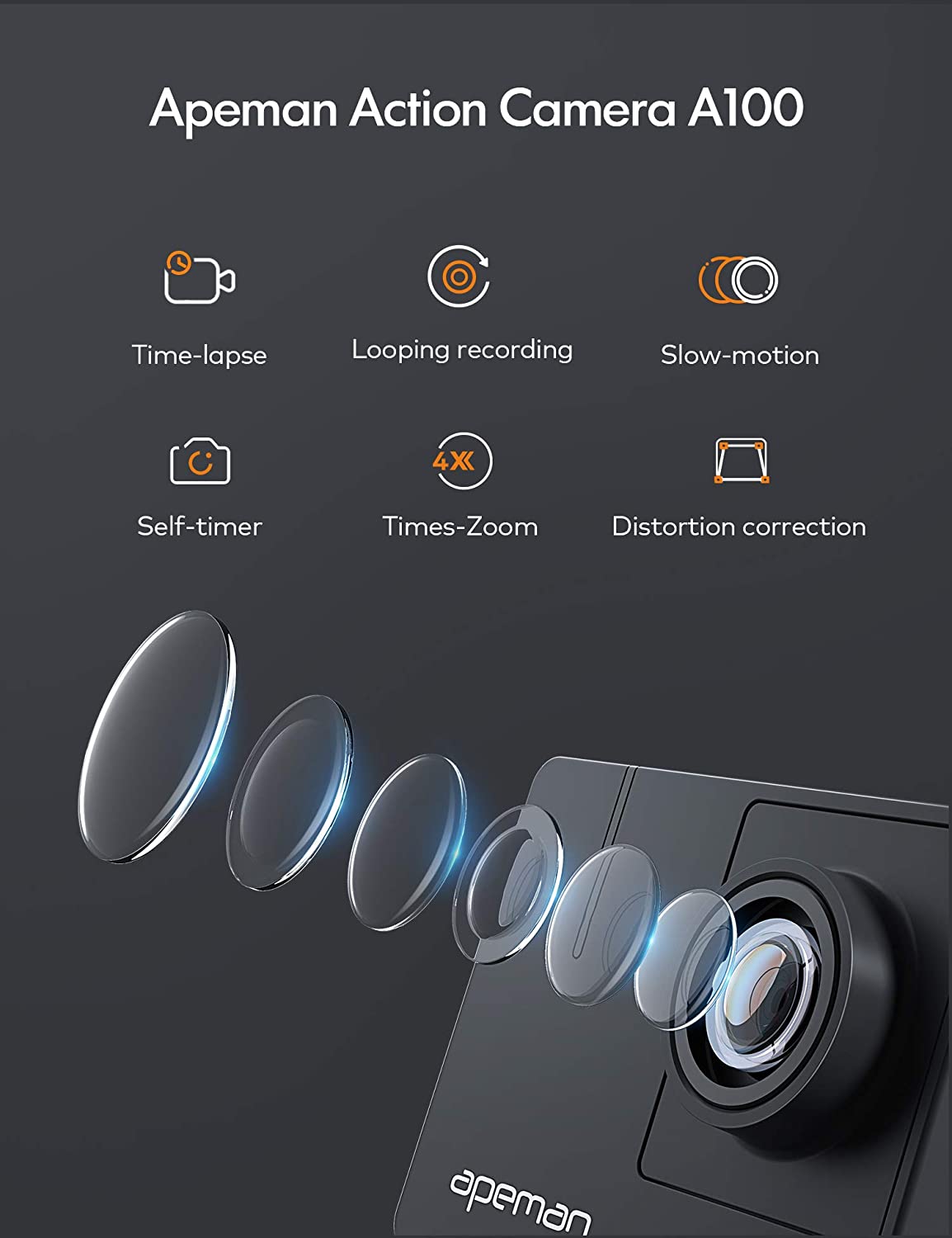 Kamera sportowa Apeman Trawo 4K UHD 20MP