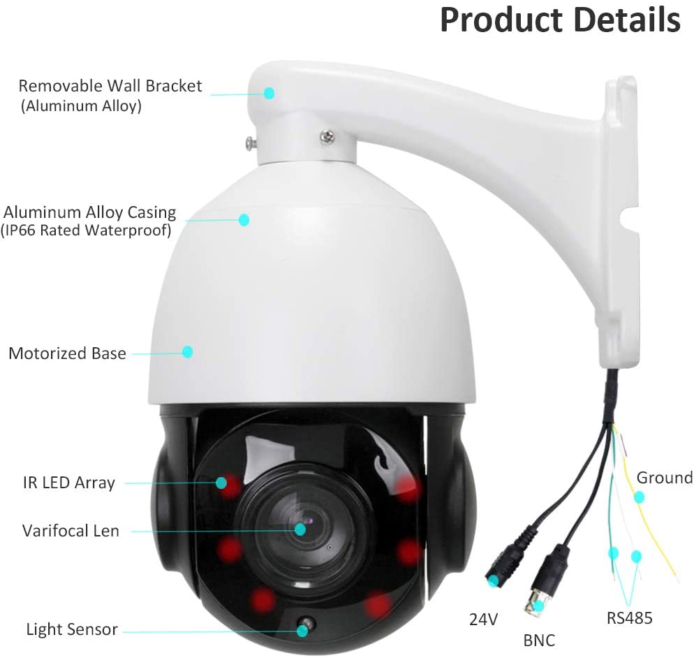 Zewnętrzna kamera PTZ CCTV Leftek 2MP 20xZoom 60M IR RS485 24V