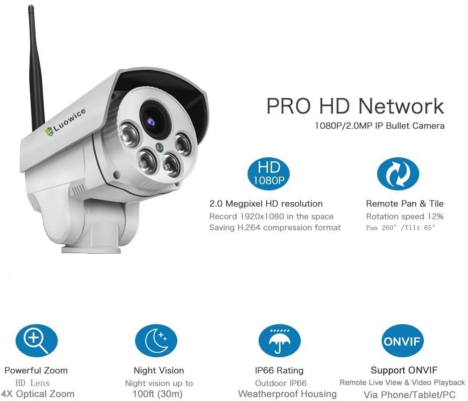Kamera tubowa Luowice LWS-R8-V 1080P 2MP PTZ