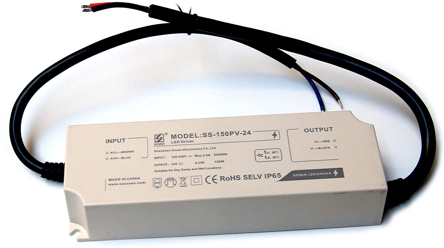Zasilacz stałoprądowy Sosen 150W 24V IP65 6,25A