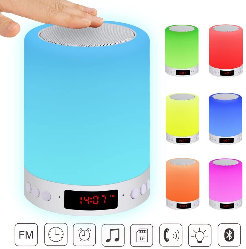 Lampka nocna LED z głośnikiem na dotyk RGB Bluetooth FM LCD ACTOPP