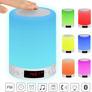 Lampka nocna LED z głośnikiem na dotyk RGB Bluetooth FM LCD ACTOPP