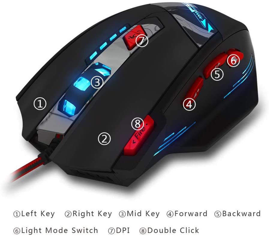 Przewodowa optyczna mysz gamingowa Zelotes T90 USB