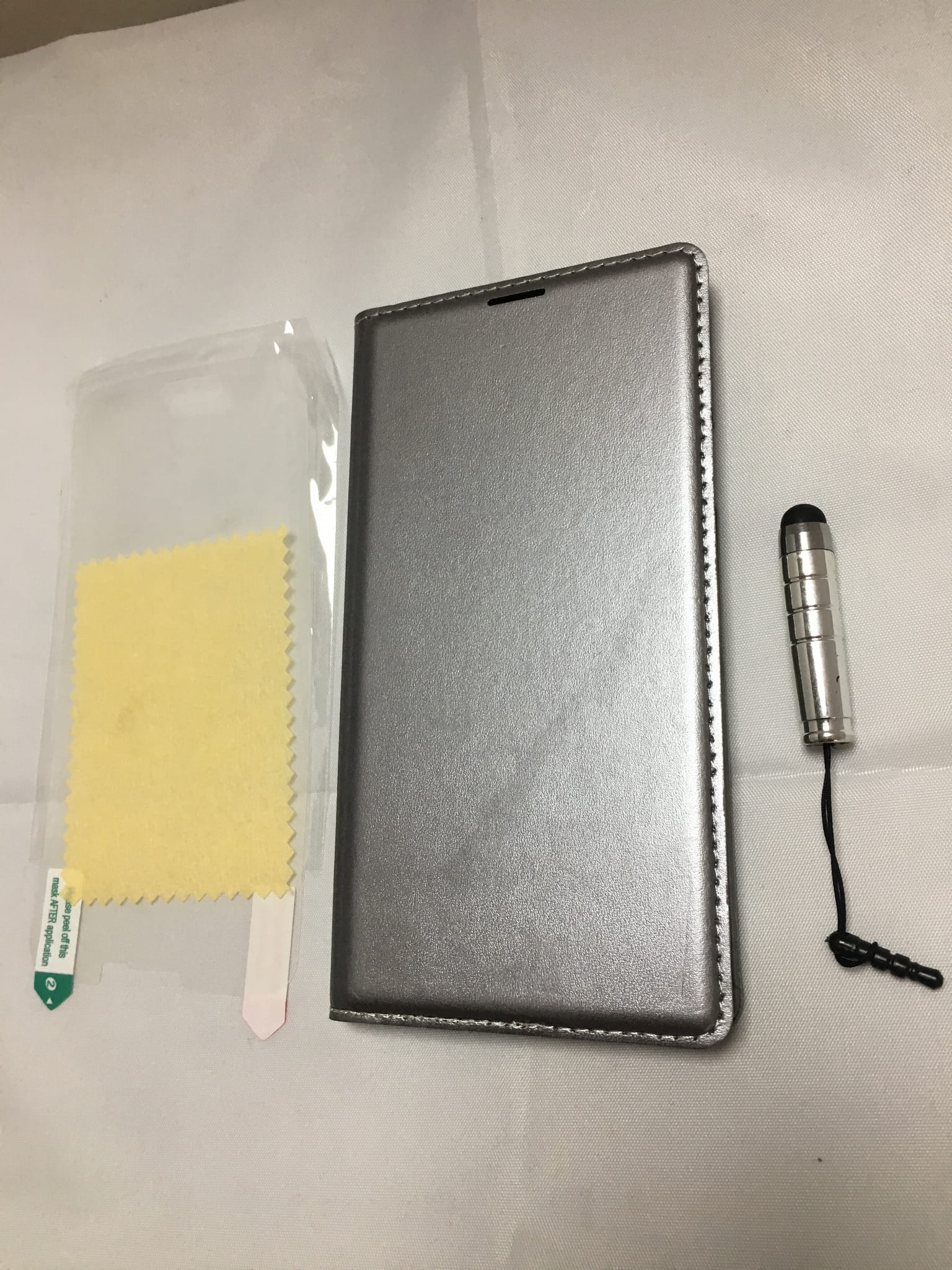 Etui futerał samsung galaxy S5 srebrny/szary imitacja skóry