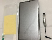 Etui futerał samsung galaxy S5 srebrny/szary imitacja skóry – zdjęcie 1