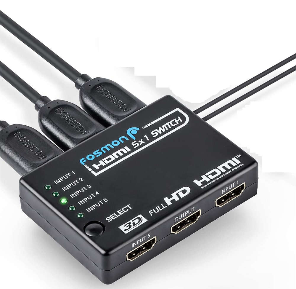 Inteligentny 5-portowy Switch HDMI Fosmon 5w1 na podczerwień 3D