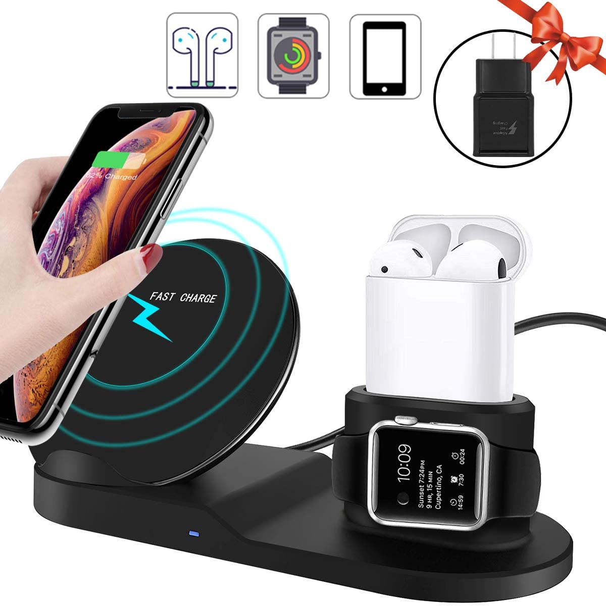 Bezprzewodowa stacja ładująca ładowarka do Apple iPhone AirPods
