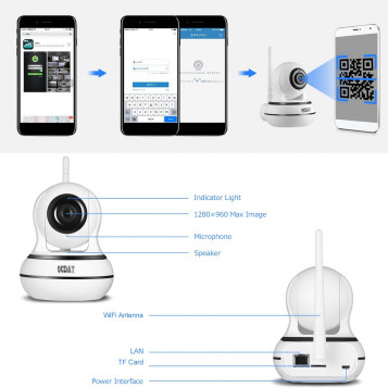 Niania elektroniczna IP OCDAY 960P WiFi Night Vision