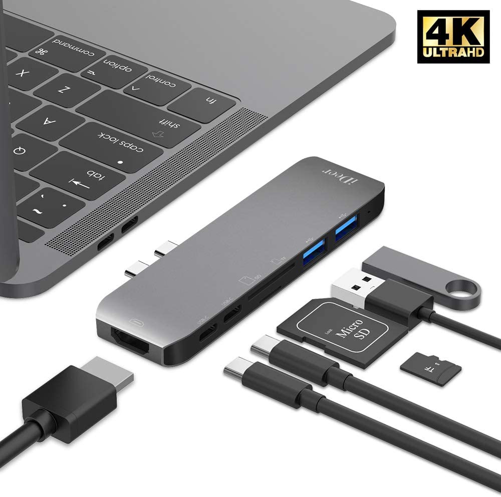 Koncentrator hub USB-C do MacBook Pro iDeer HDMI USB microSD SD 4K