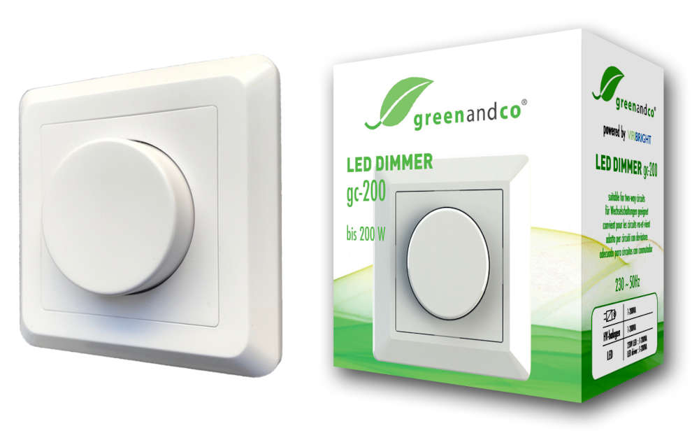 Podtynkowy 2-drożny ściemniacz LED greenandco GC-200 1-200 W