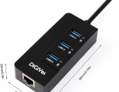 Hub 3-portowy koncentrator DiGiYes USB 3.0 z konwerterem RJ45 Gigabit – zdjęcie 3