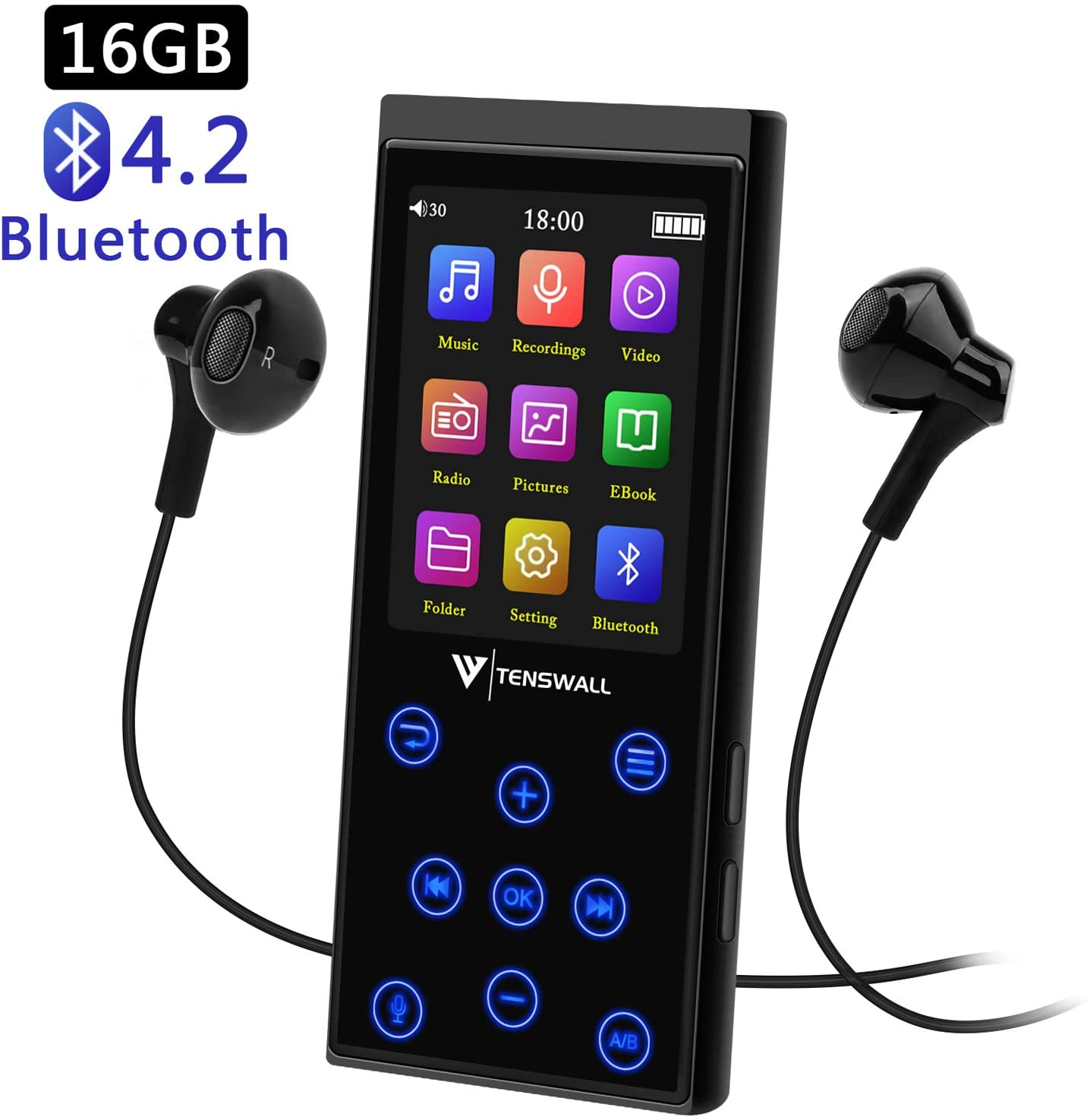 Odtwarzacz MP3 Tenswall M2 16GB Bluetooth 4.2 bezstratny HiFi FM