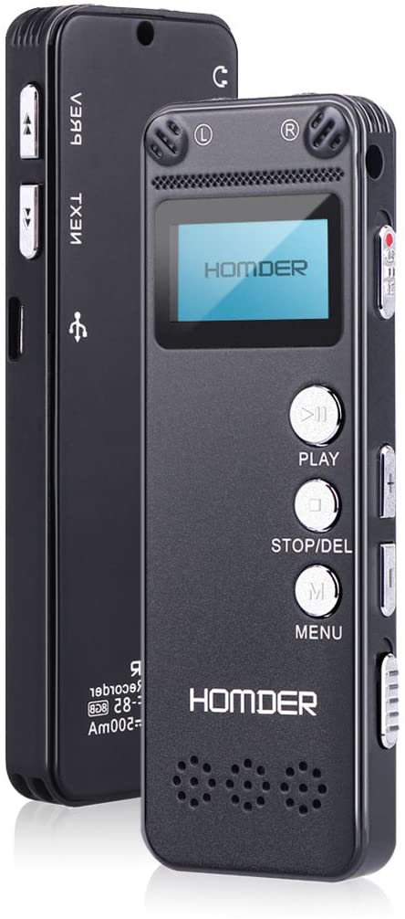 Cyfrowy dyktafon profesjonalny Homder aktywowany głosem 8GB USB MP3 HD