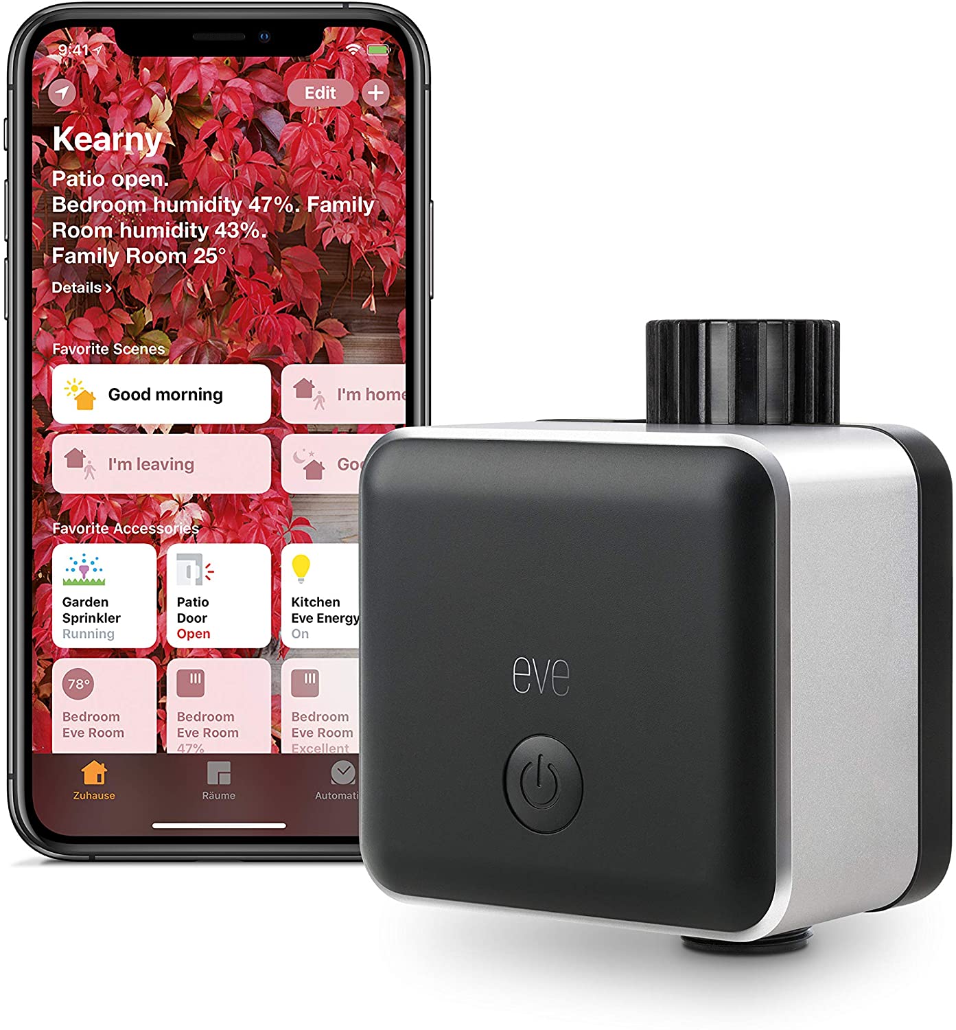 Inteligentny kontroler wody eve Apple HomeKit licznikiem czasu i zużycia