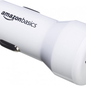 AmazonBasics 2-portowa ładowarka samochodowa USB Apple Android 4,8A 24W biały