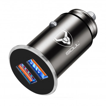 Szybka ładowarka samochodowa USB z dwoma portami i układem QUALCOMM 3.0
