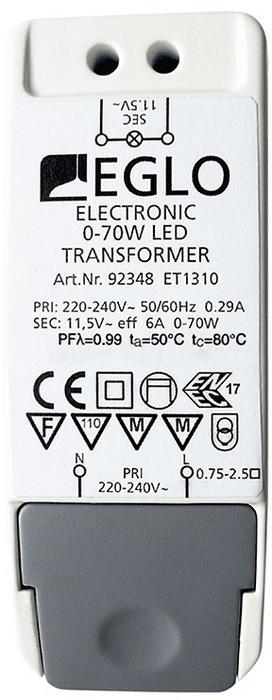 Transformator elektryczny EINBAUSPOT Eglo 70W 230V 11,5V AC