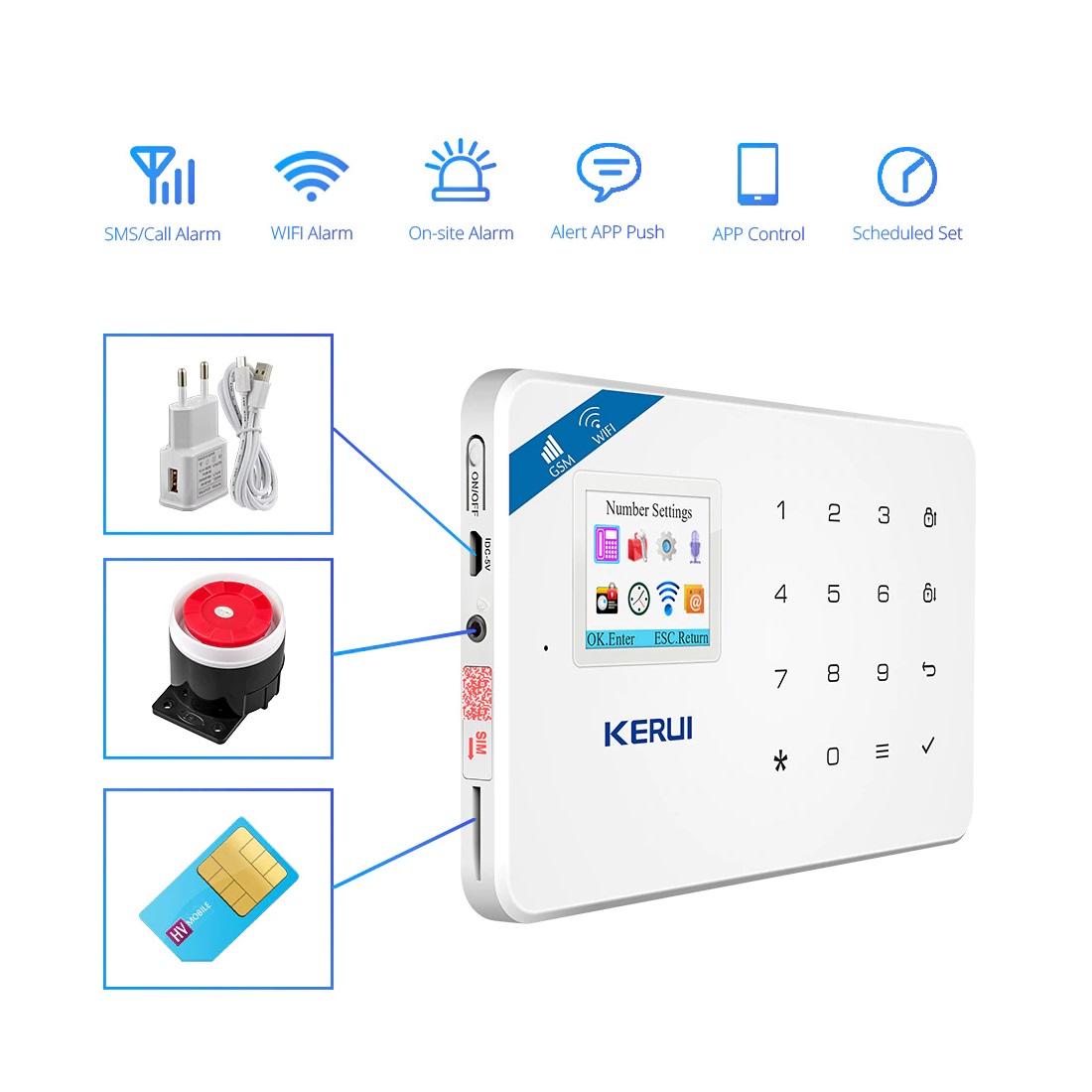 Bezprzewodowa centrala system alarmowy KERUI W18 Wi-Fi GSM IP