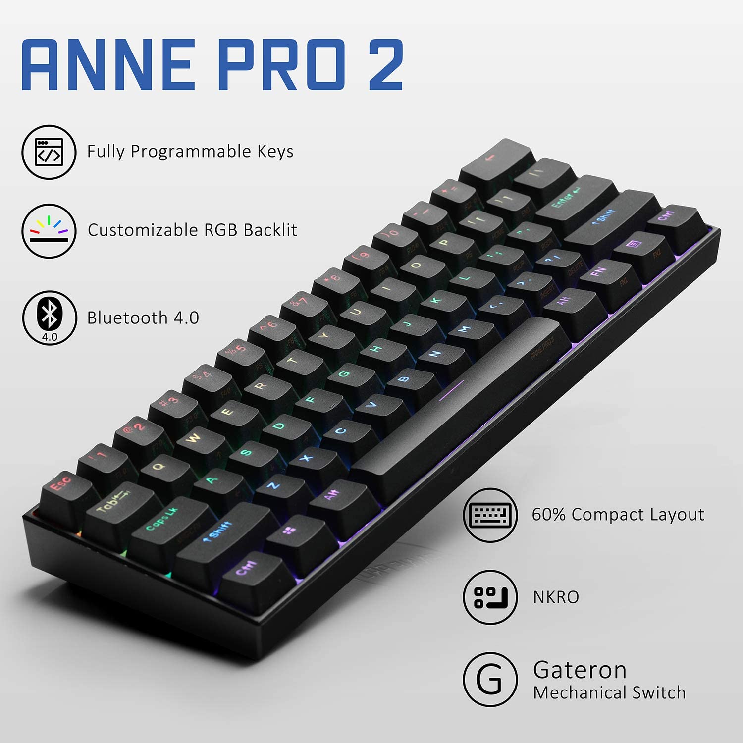 Klawiatura przewodowa mechaniczna gamingowa Obins Anne Pro 2 Brown