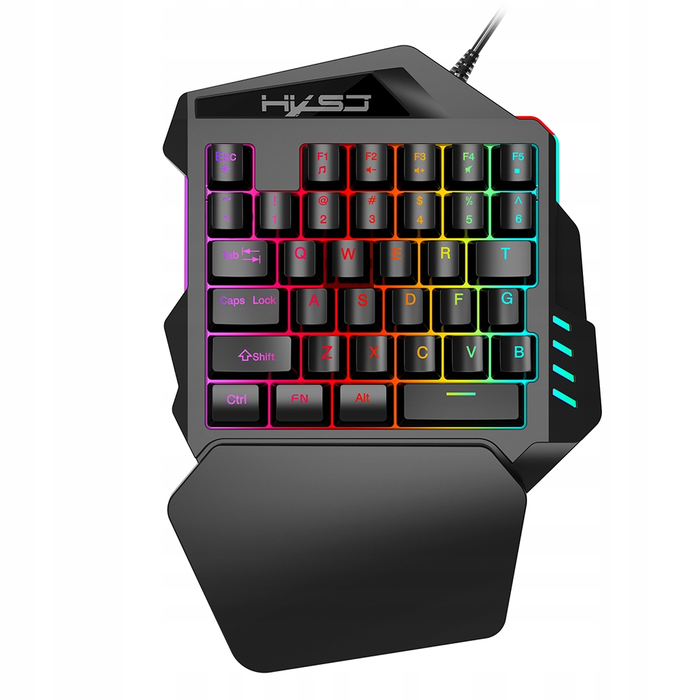 Klawiatura przewodowa gamingowa jednoręczna HXSJ V100 RGB 35 klawiszy