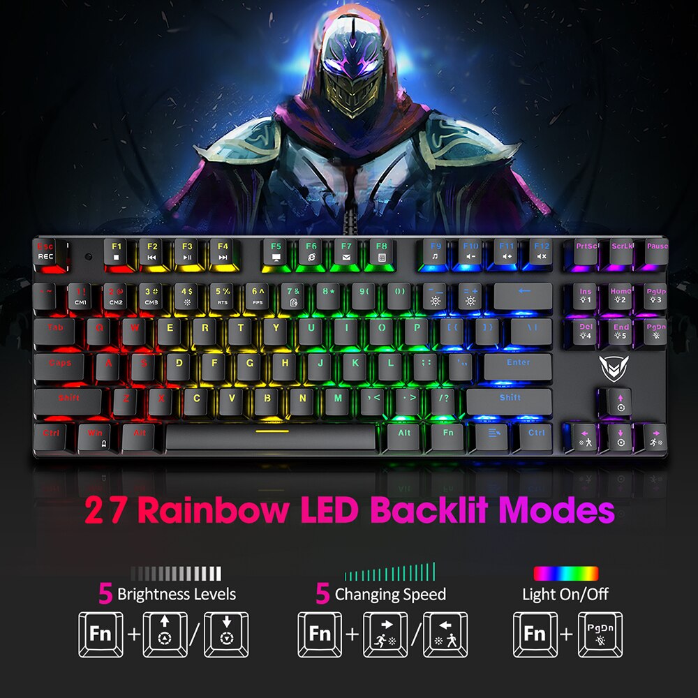 Klawiatura mechaniczna przewodowa gamingowa PICTEK PC244 USB RGB